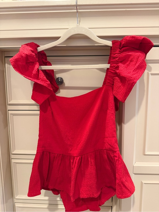 Altar'd State Tops - Altar'd State Red Ruffled Square-Neck Top